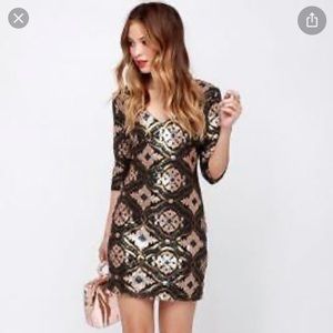 Marineblu matte sequin dress size L